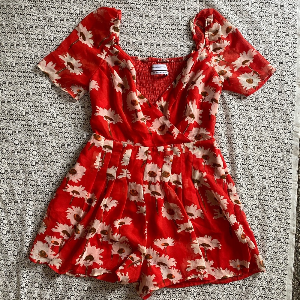 Urban Outfitters red floral romper/dress, small